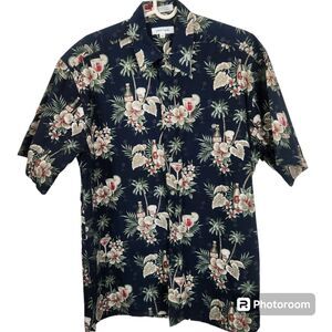 Vintage Pierre Cardin Mens Cocktail Print Short Sleeve Hawaiian Shirt Size M